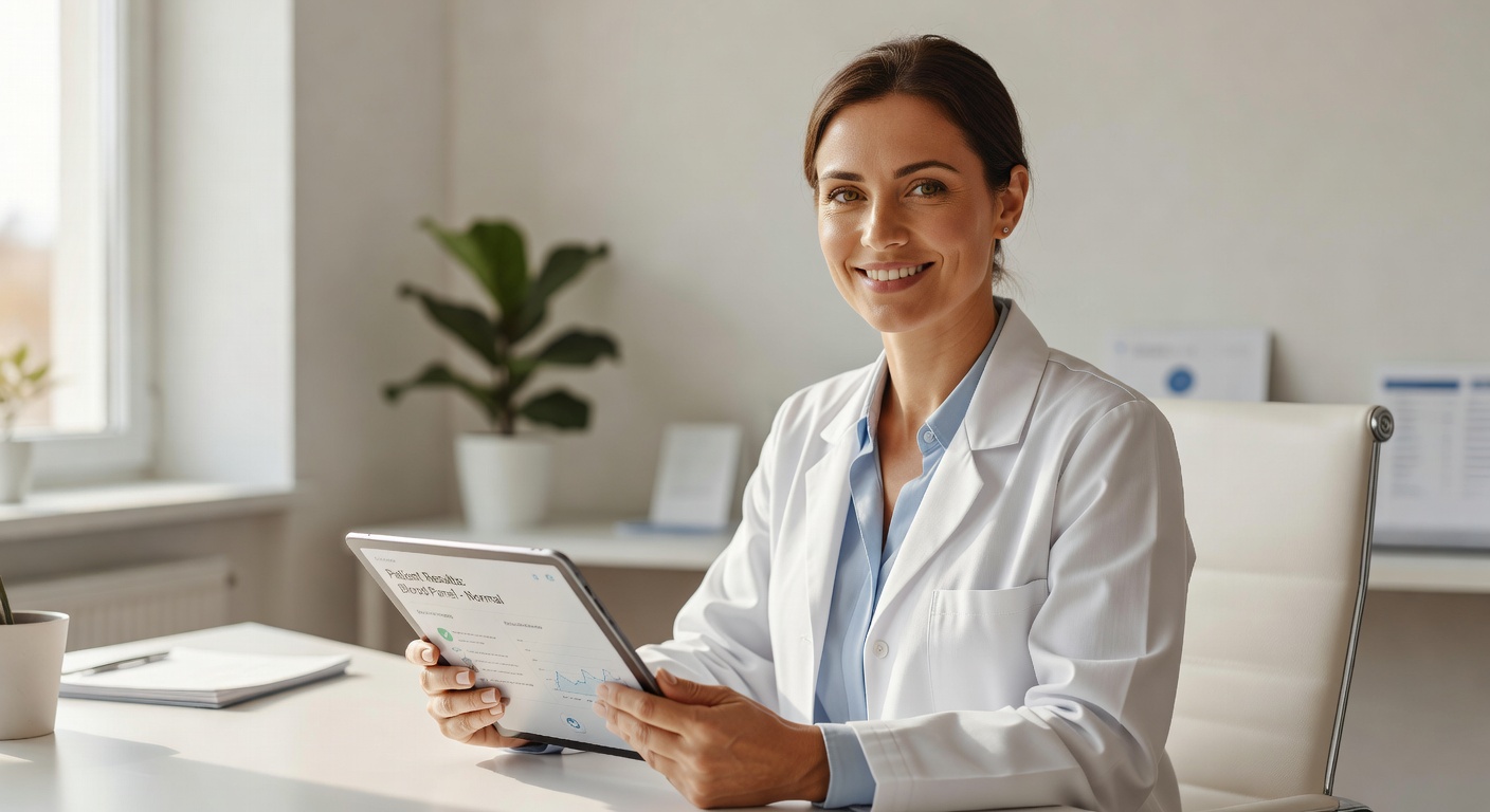 Arzt mit Tablet - GLP-1-Beratung